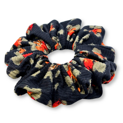 Black Spotted Floral Ribbed Scrunchie Enchanted Scrunch