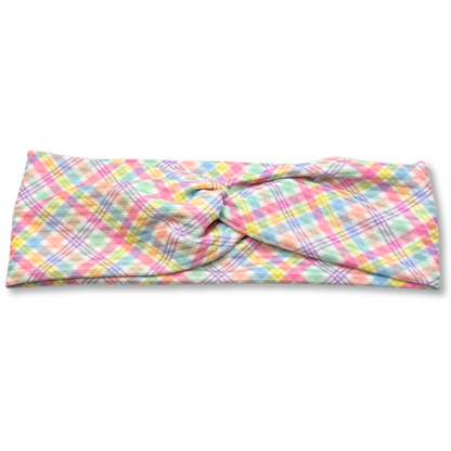 Easter Plaid Ribbed Twist Knot Headband Enchanted Scrunch