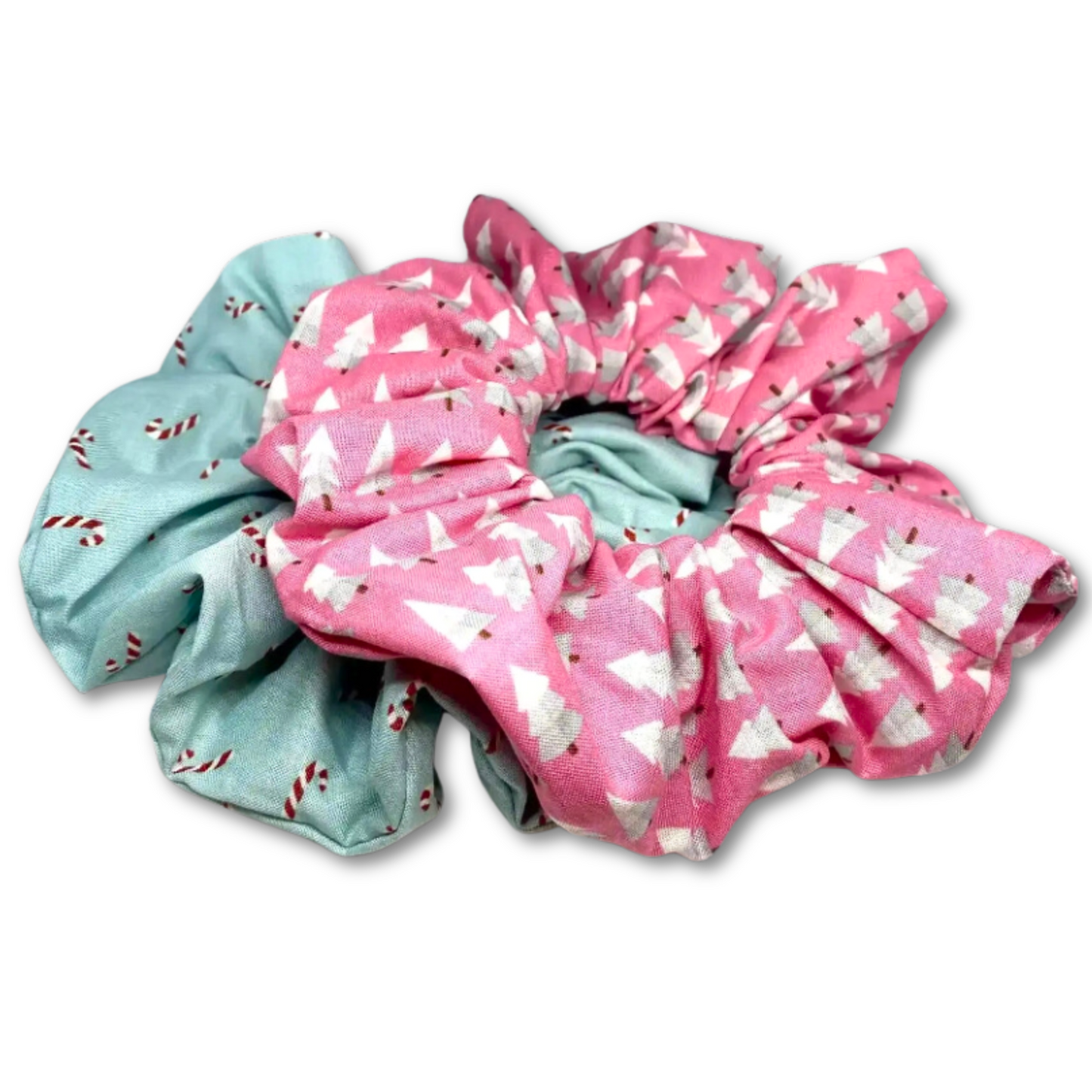 Pink Tree and Candy Cane Christmas Set Scrunchie Enchanted Scrunch