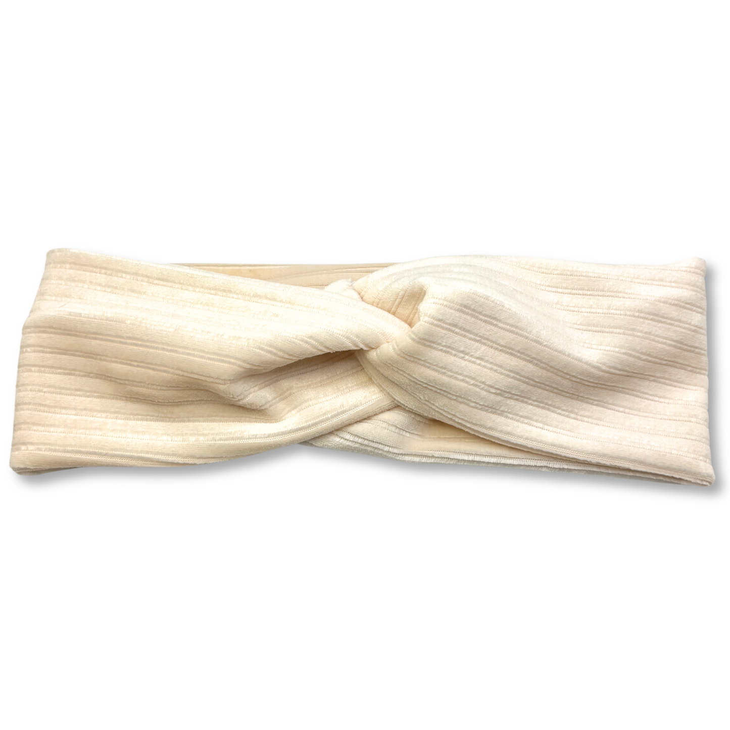 Cream Velvet Ribbed Twist Knot Headband Enchanted Scrunch