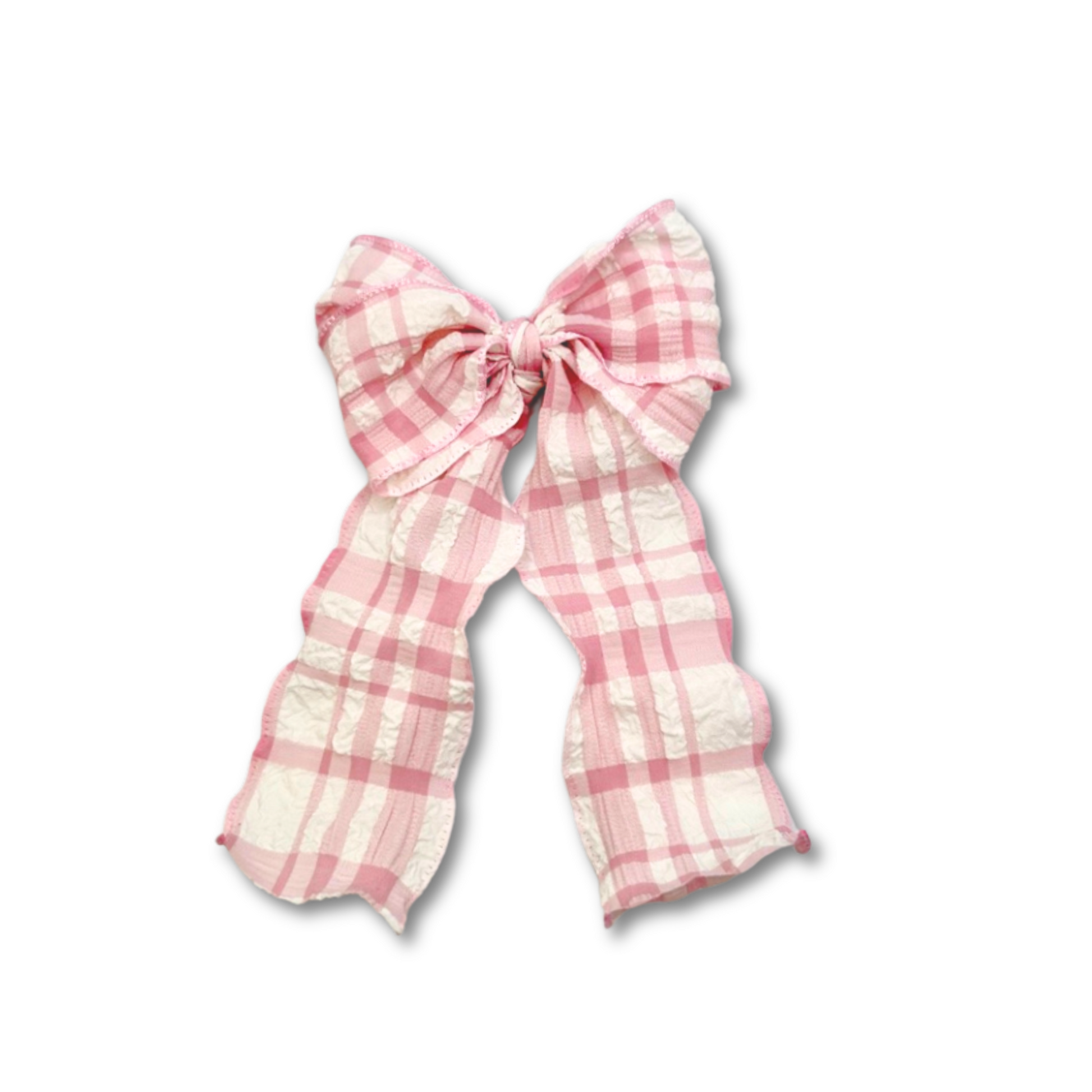 Pink Gingham Spring Double Bow Enchanted Scrunch