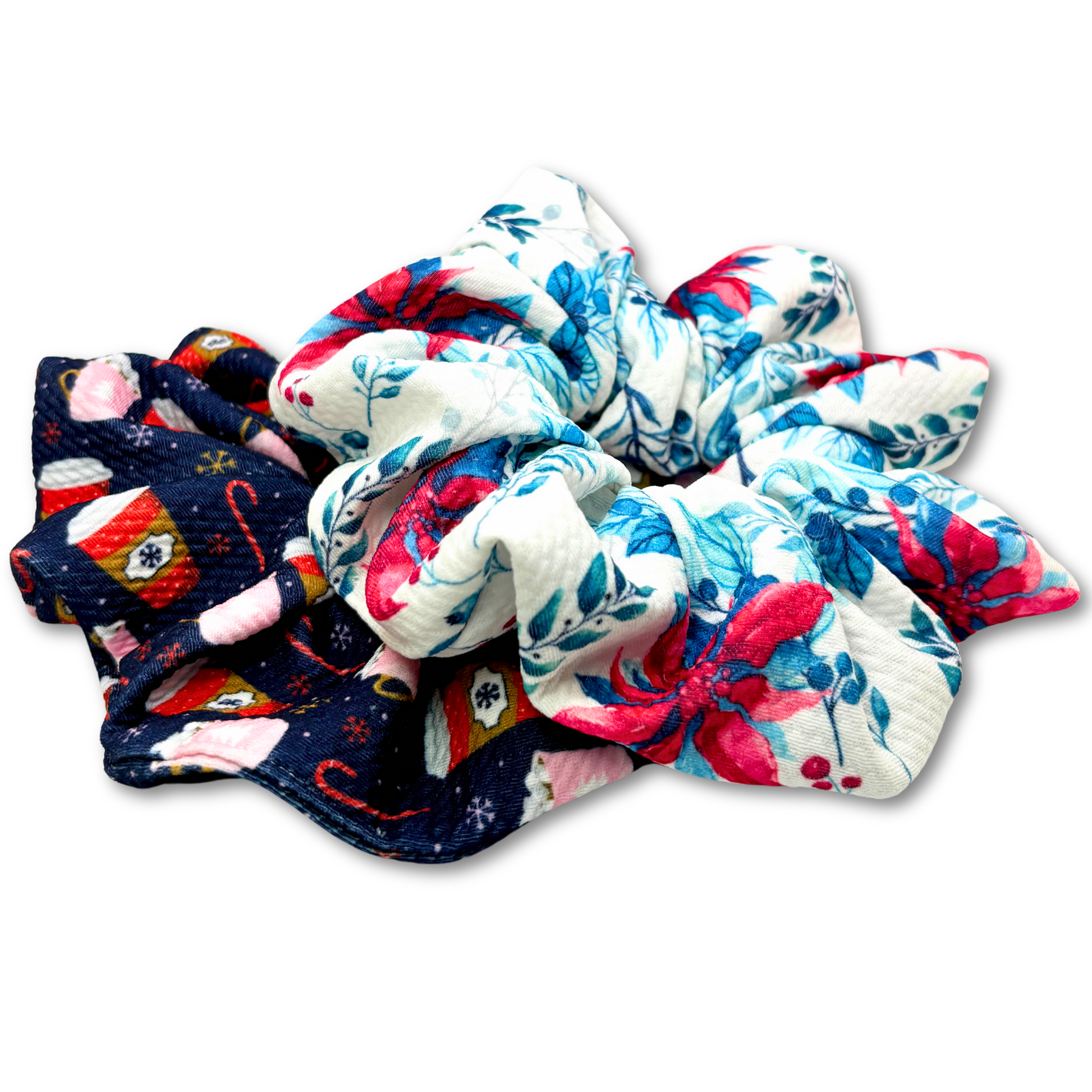 Poinsettia and Hot Cocoa Christmas Set Scrunchie Enchanted Scrunch