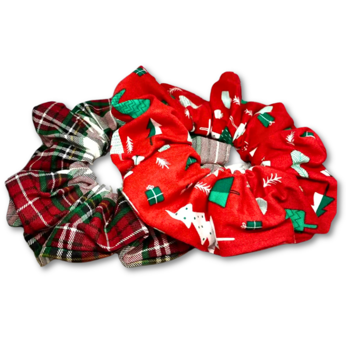 Red Trees and Plaid Christmas Set Scrunchie Enchanted Scrunch