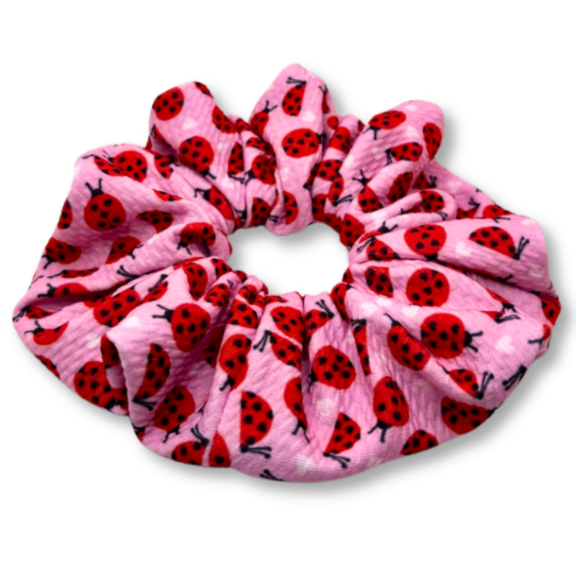 Pink Ladybug Spring Bullet Scrunchie Enchanted Scrunch