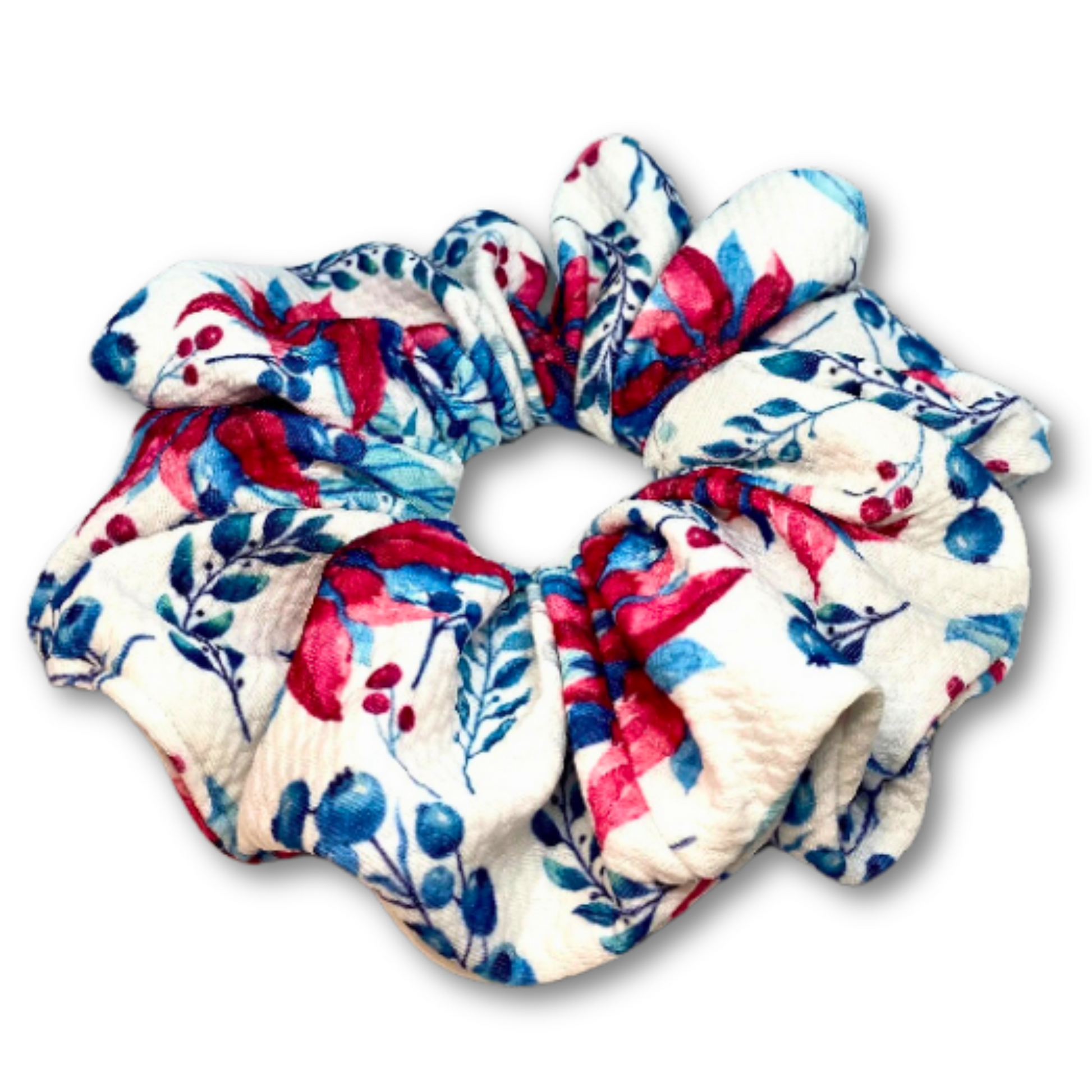 Floral Poinsettia Christmas Bullet Scrunchie Enchanted Scrunch