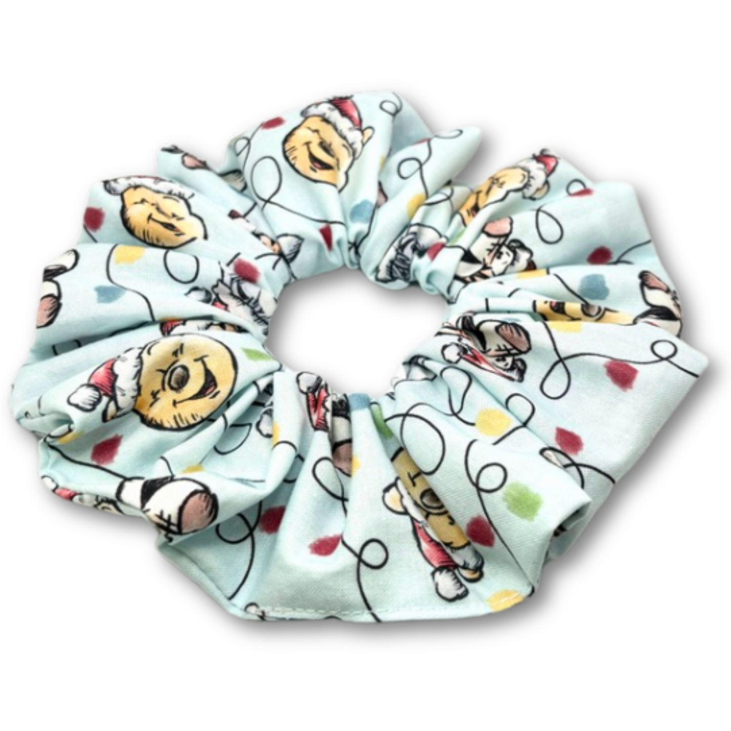 Blue Christmas Lights Pooh Bear Scrunchie Enchanted Scrunch