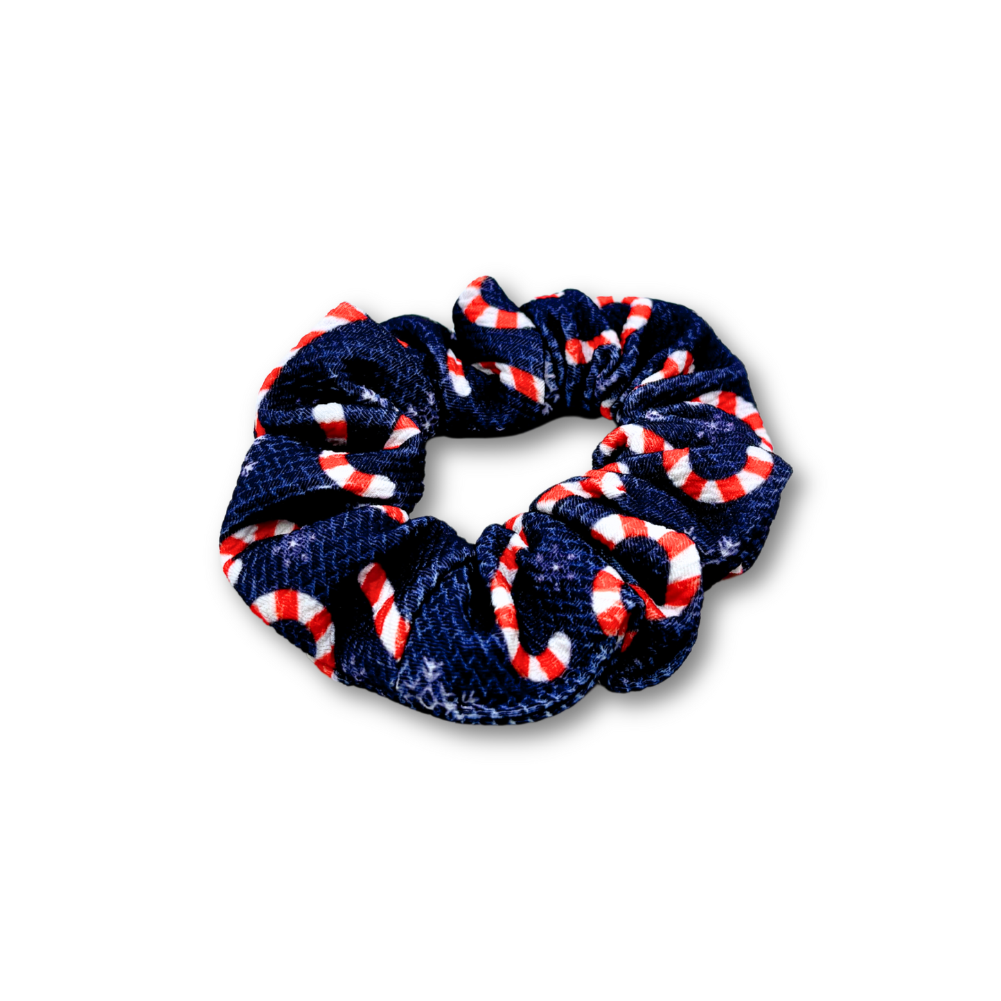 Mini Blue Candy Cane Christmas Bullet Scrunchie Enchanted Scrunch
