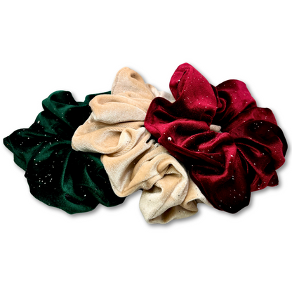 Christmas Sparkle Velvet Scrunchie Trio Enchanted Scrunch