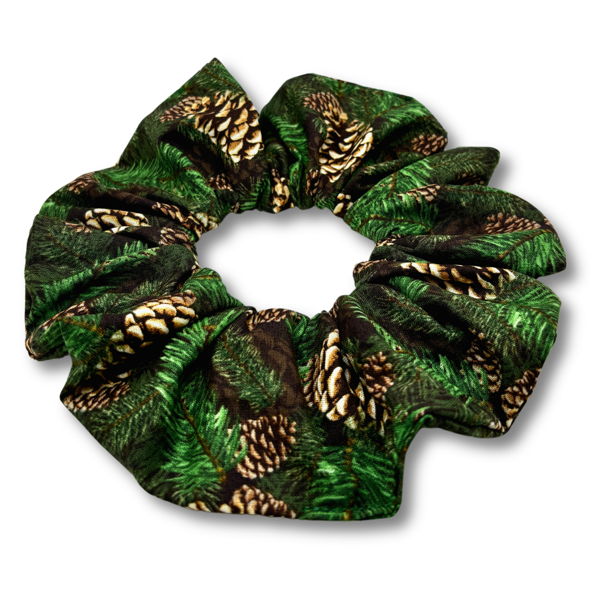 Pine Tree and Pine Cones Christmas Scrunchie Enchanted Scrunch