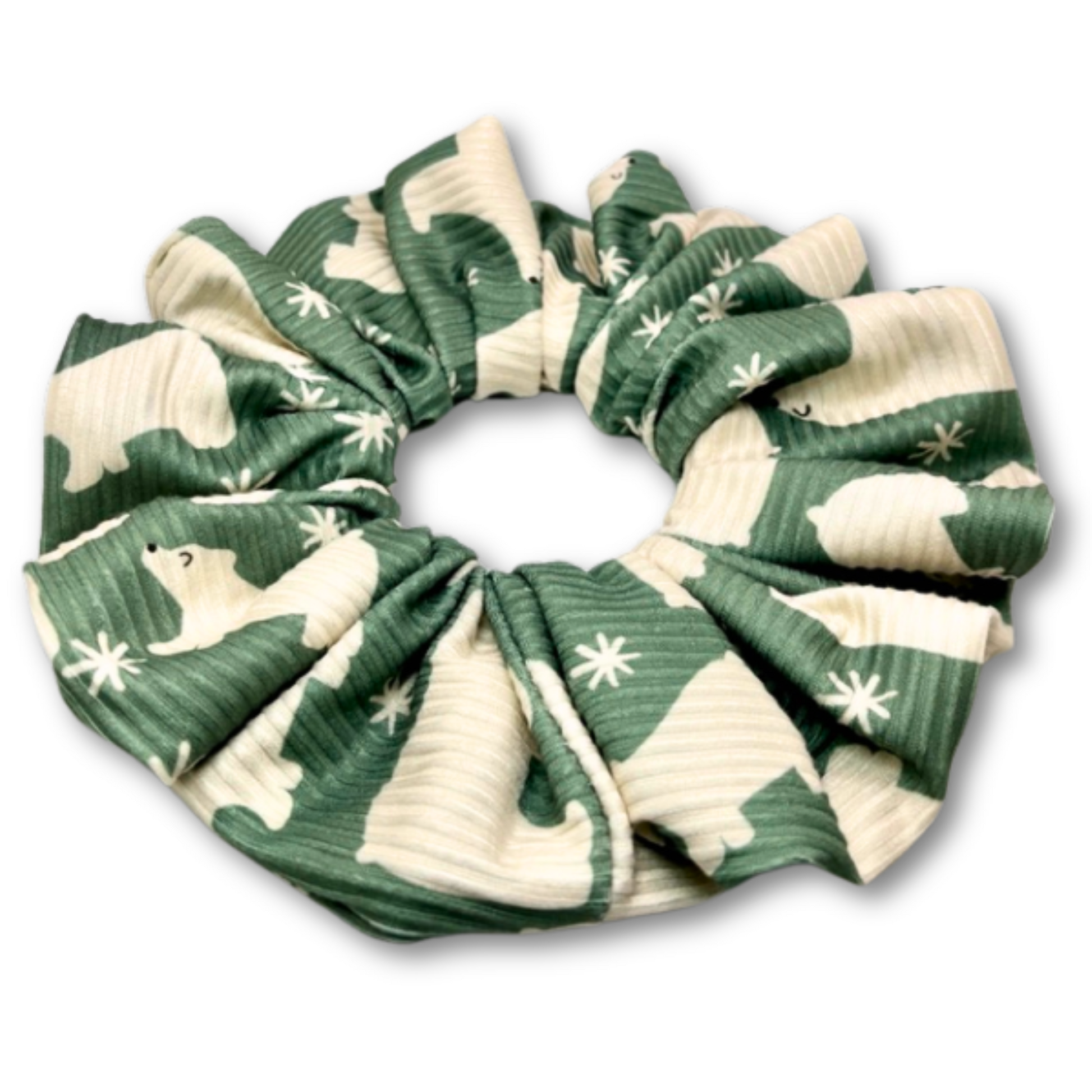 Snowflake Polar Bear Ribbed Scrunchie Enchanted Scrunch