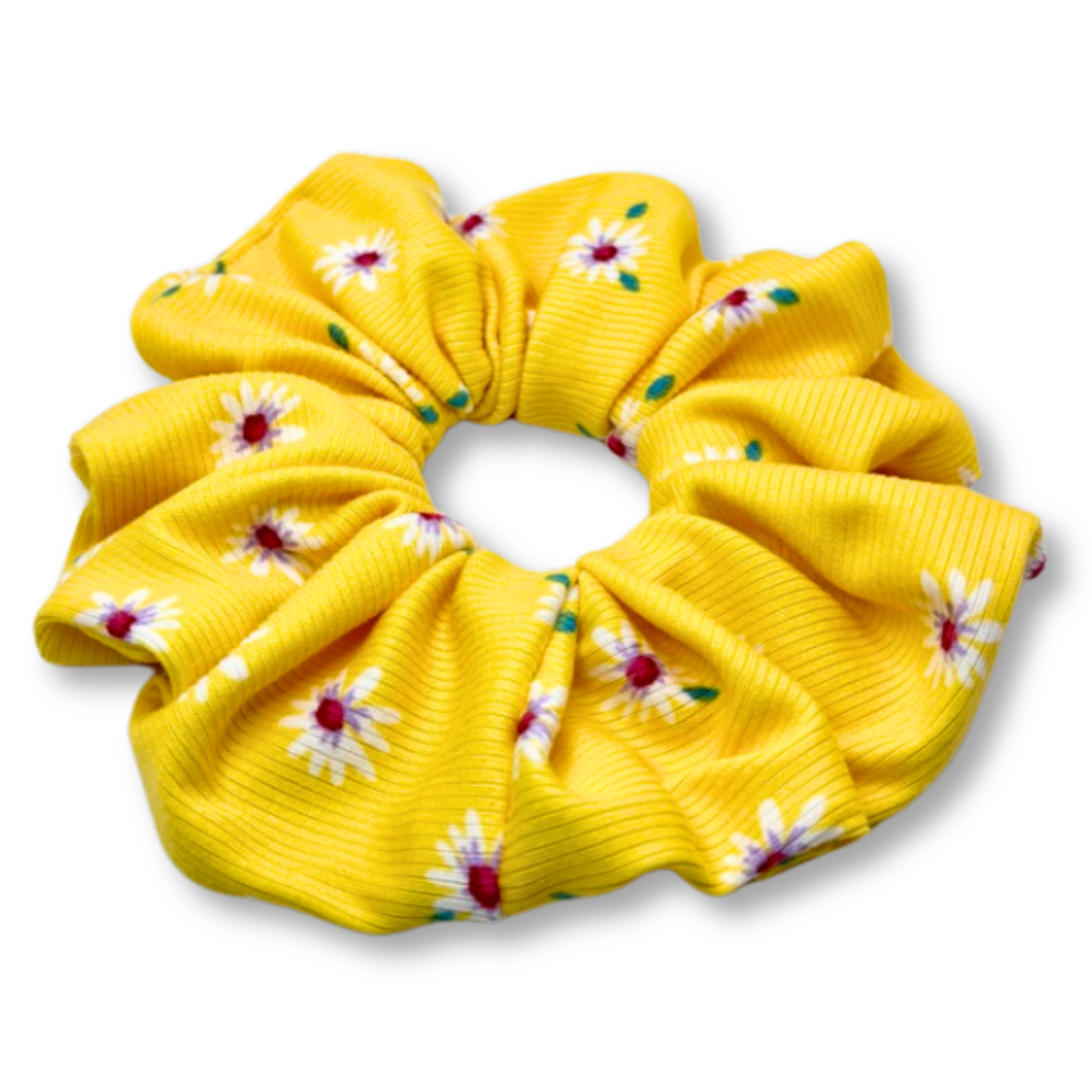 Yellow Floral Spring Ribbed Scrunchie Enchanted Scrunch