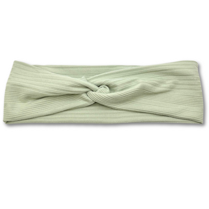 Sage Green Ribbed Twist Knot Headband Enchanted Scrunch