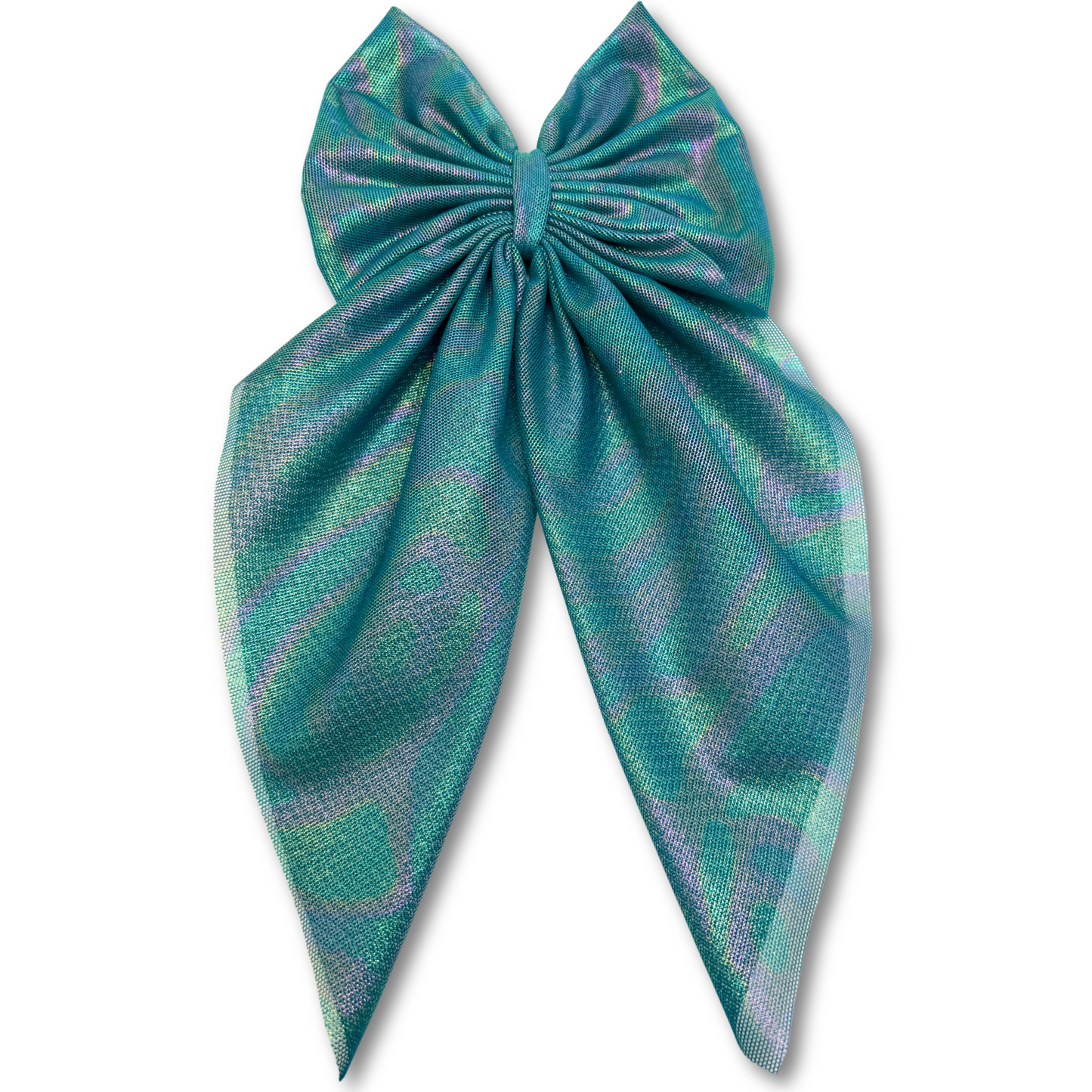Iridescent Green Longtail Bow Enchanted Scrunch