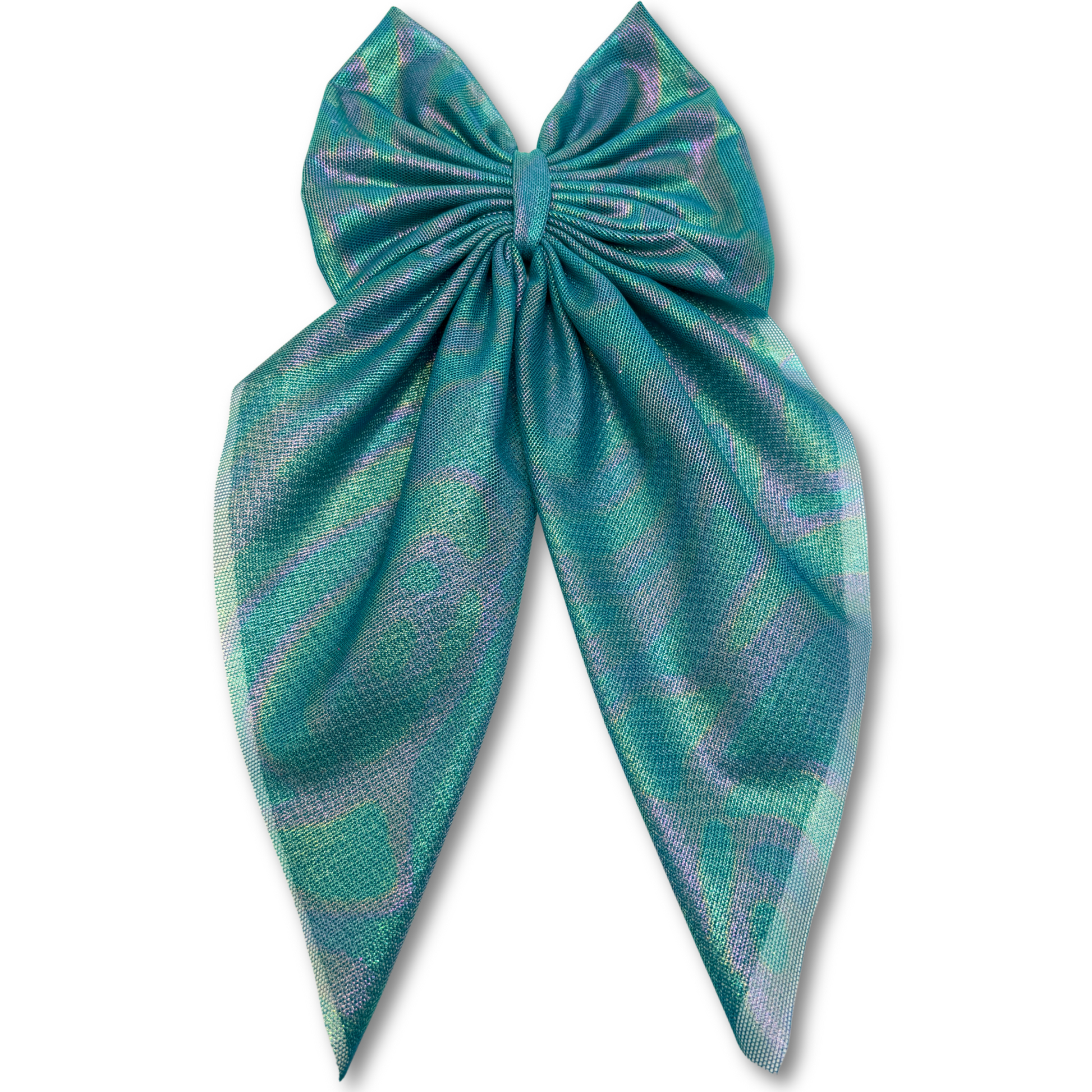Iridescent Green Longtail Bow Enchanted Scrunch