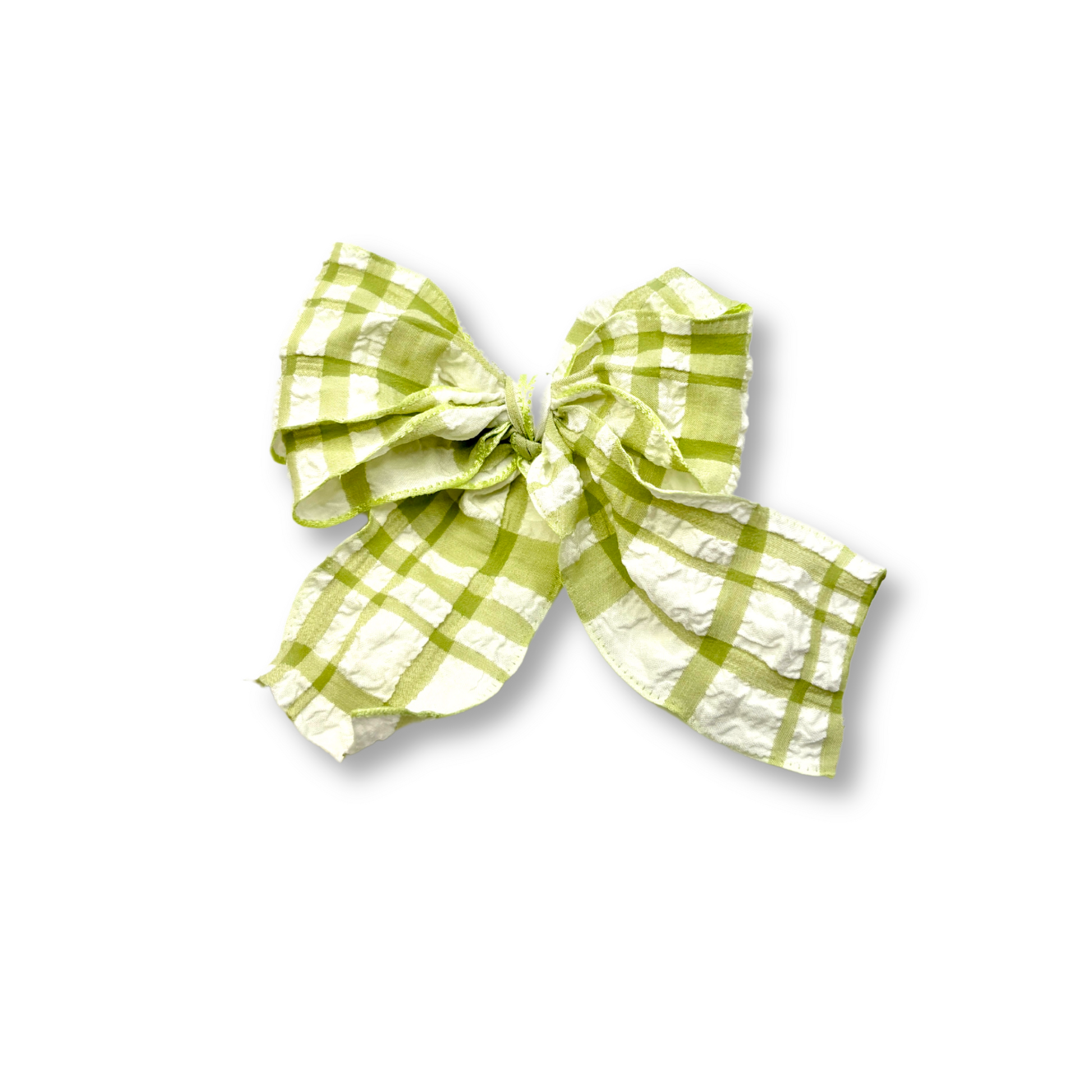 Green Gingham Spring Double Bow Enchanted Scrunch