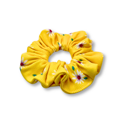 Mini Yellow Floral Spring Ribbed Scrunchie Enchanted Scrunch