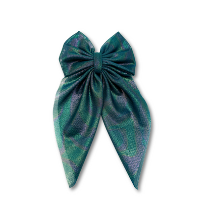 Iridescent Green Small Bow Enchanted Scrunch