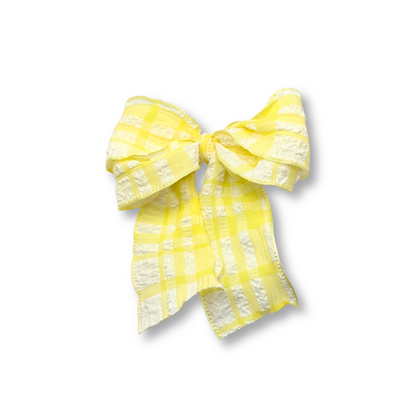 Yellow Gingham Spring Double Bow Enchanted Scrunch