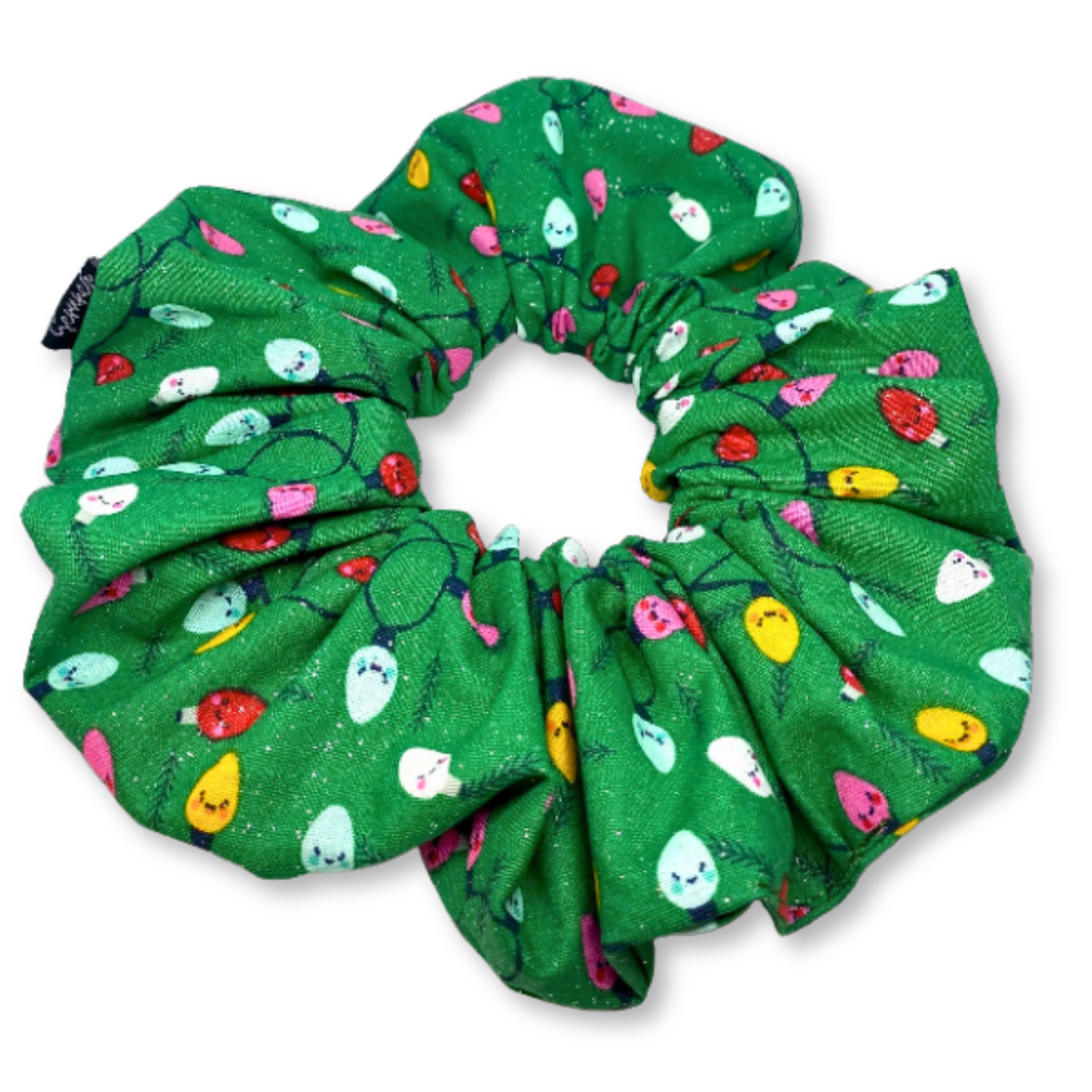 Glitter Green Christmas Lights Scrunchie Enchanted Scrunch