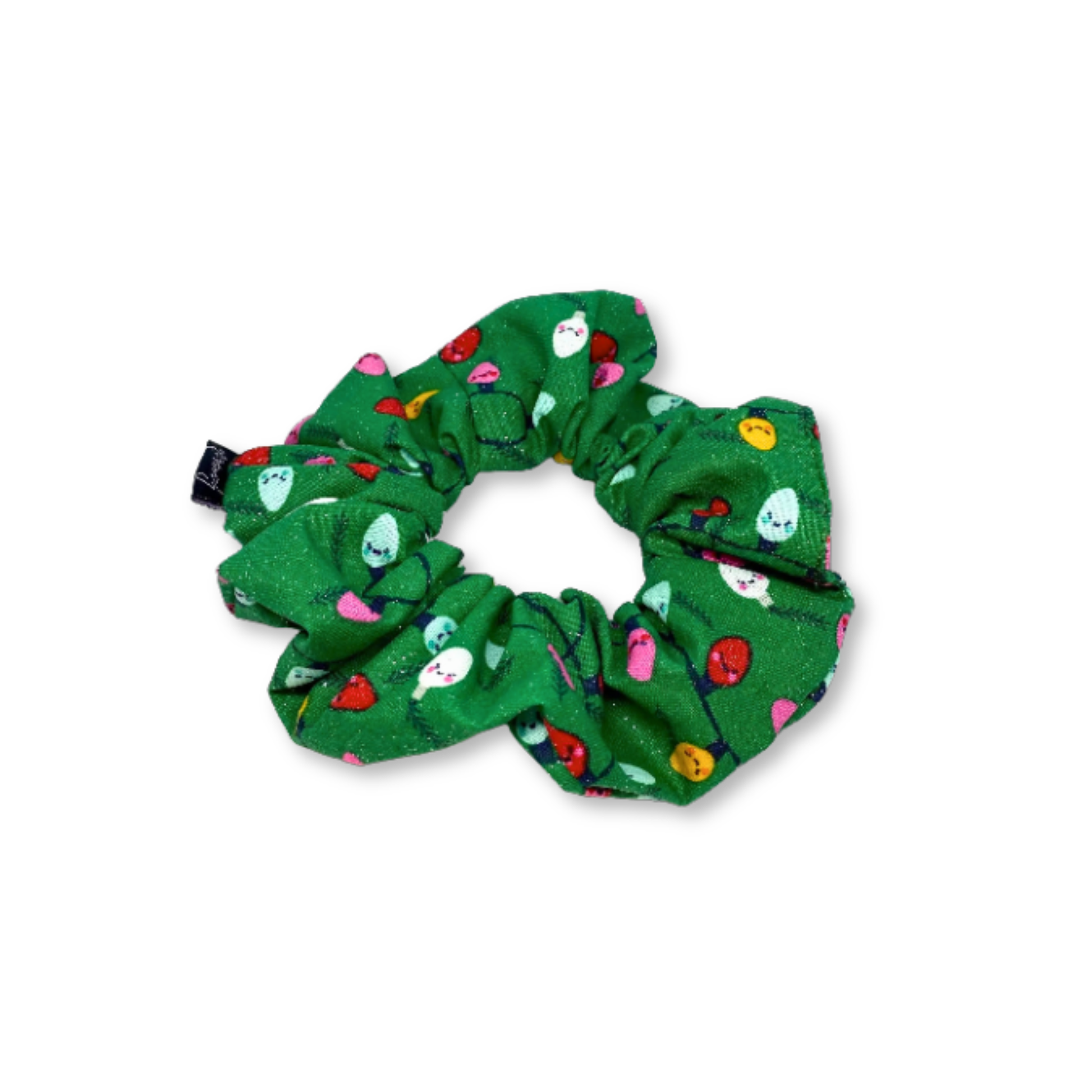 Mini Glitter Green Christmas Lights Scrunchie Enchanted Scrunch