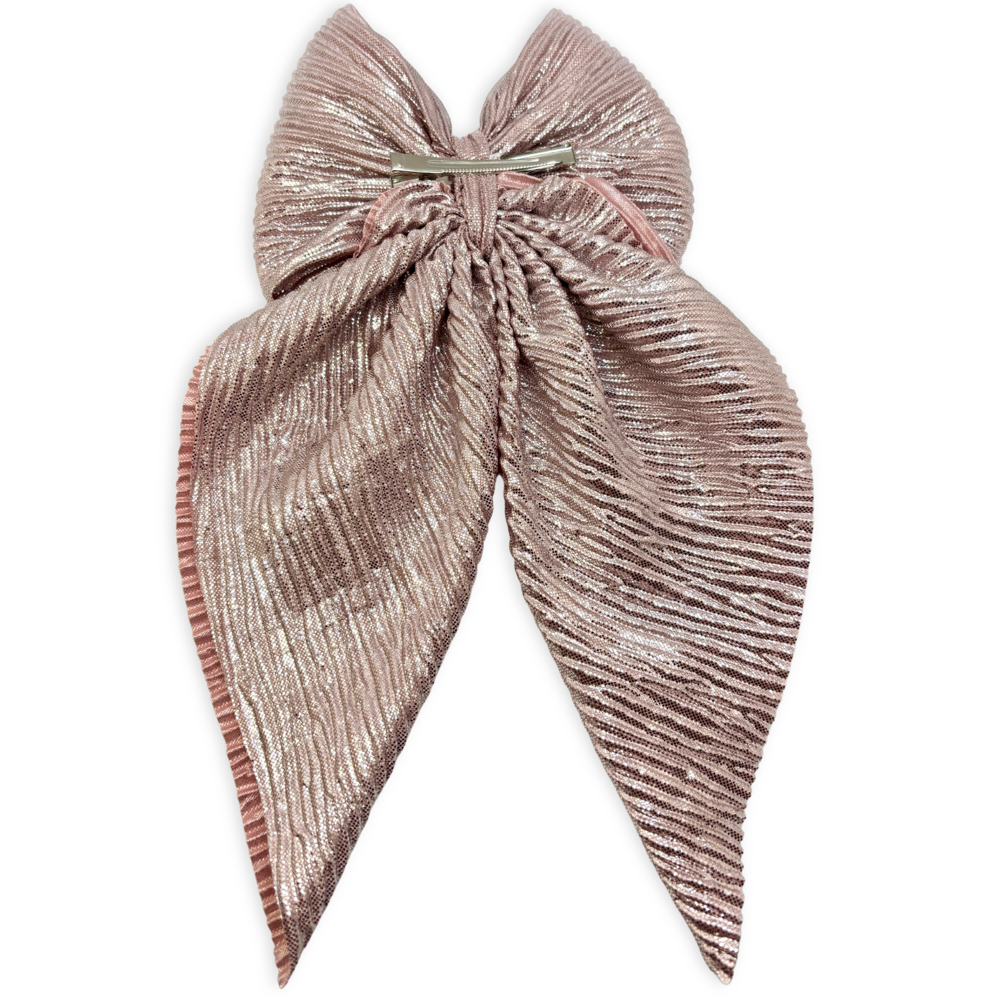 Pink Pleated Long Tail Bow Enchanted Scrunch