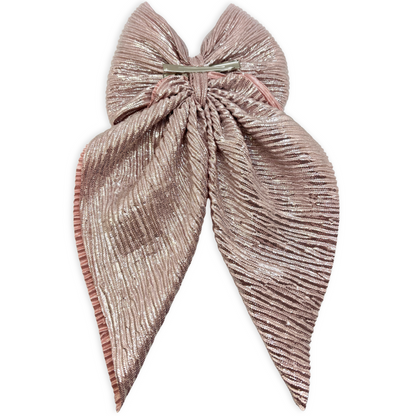 Pink Pleated Long Tail Bow Enchanted Scrunch