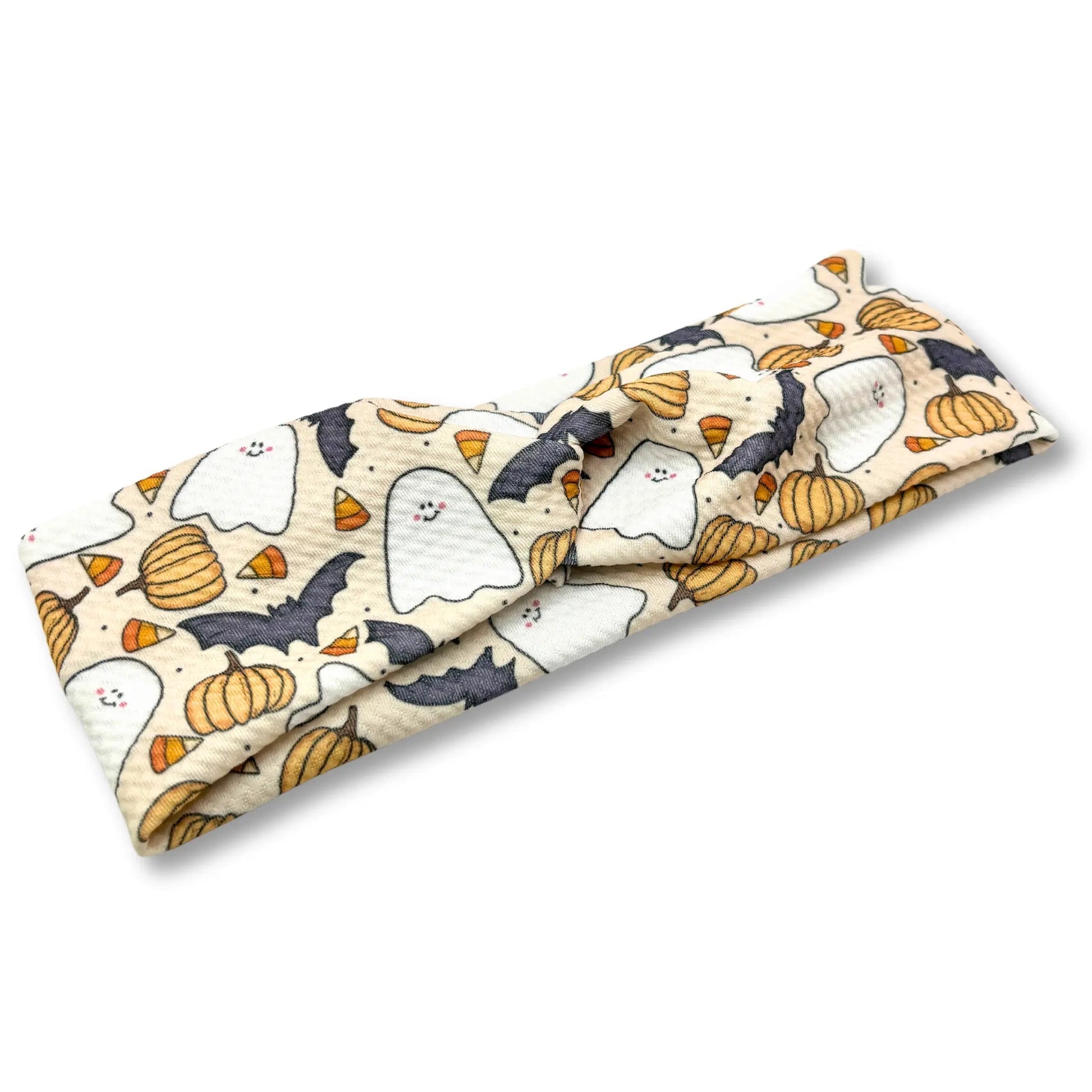 Ghosts and Bat Twist Knot Headband Enchanted Scrunch