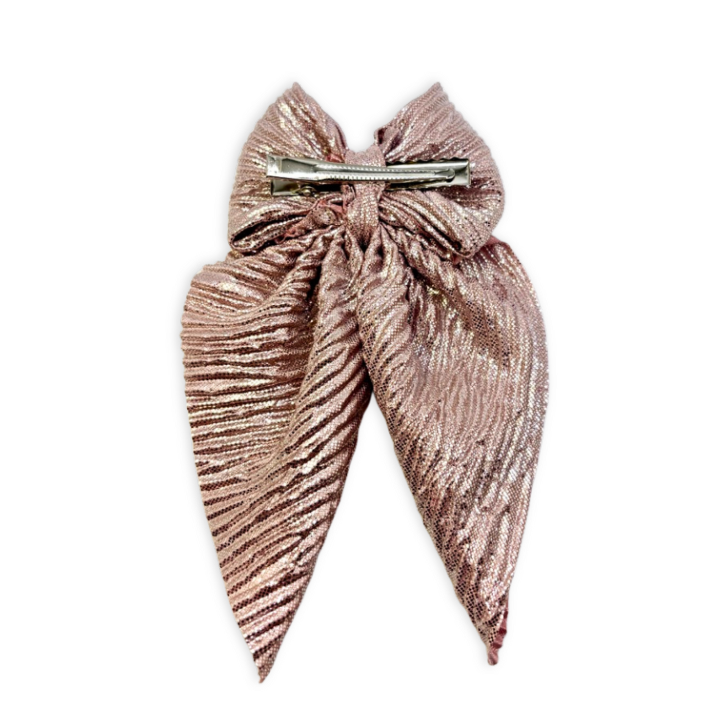 Pink Pleated Small Bow Enchanted Scrunch