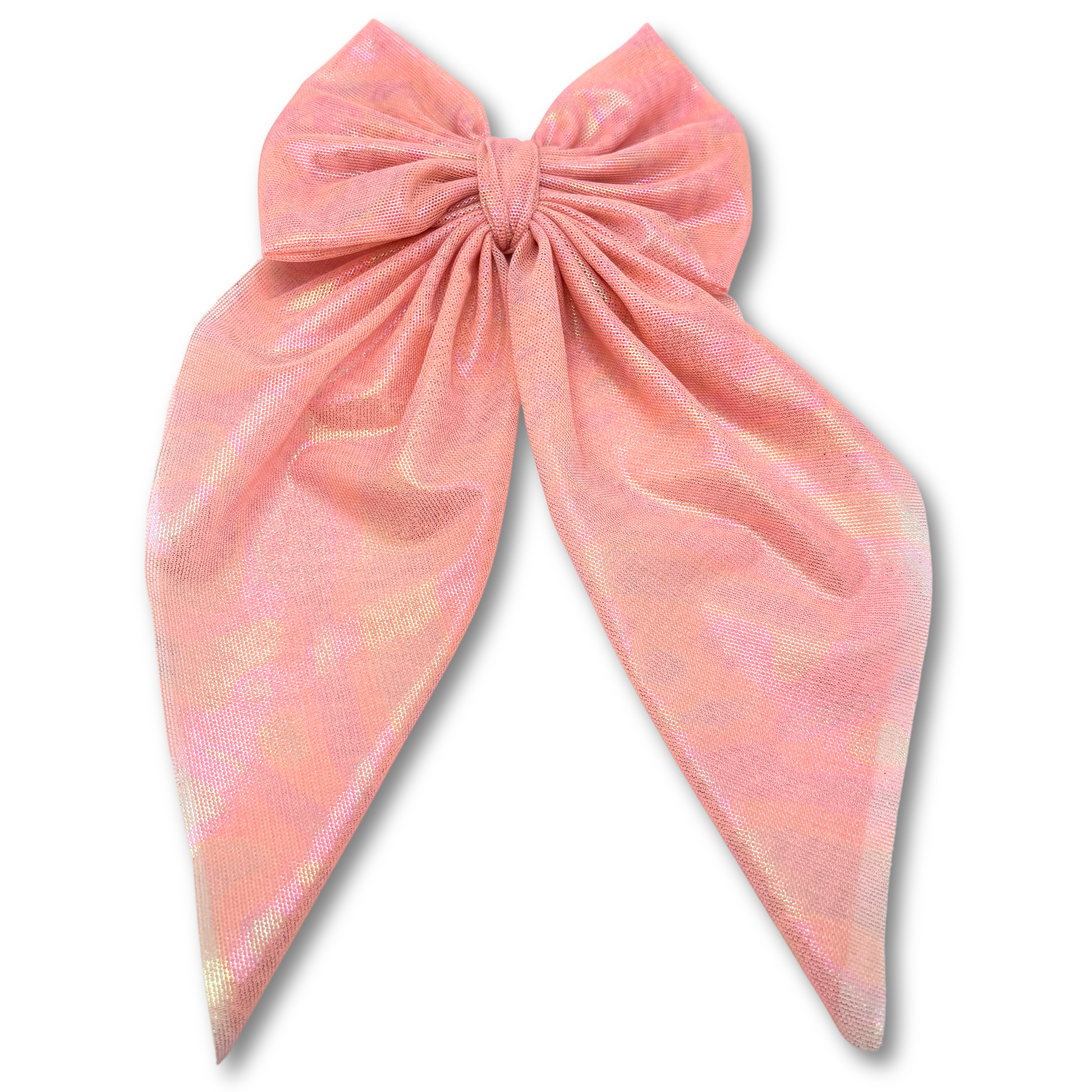 Iridescent Pink Long Tail Bow Enchanted Scrunch
