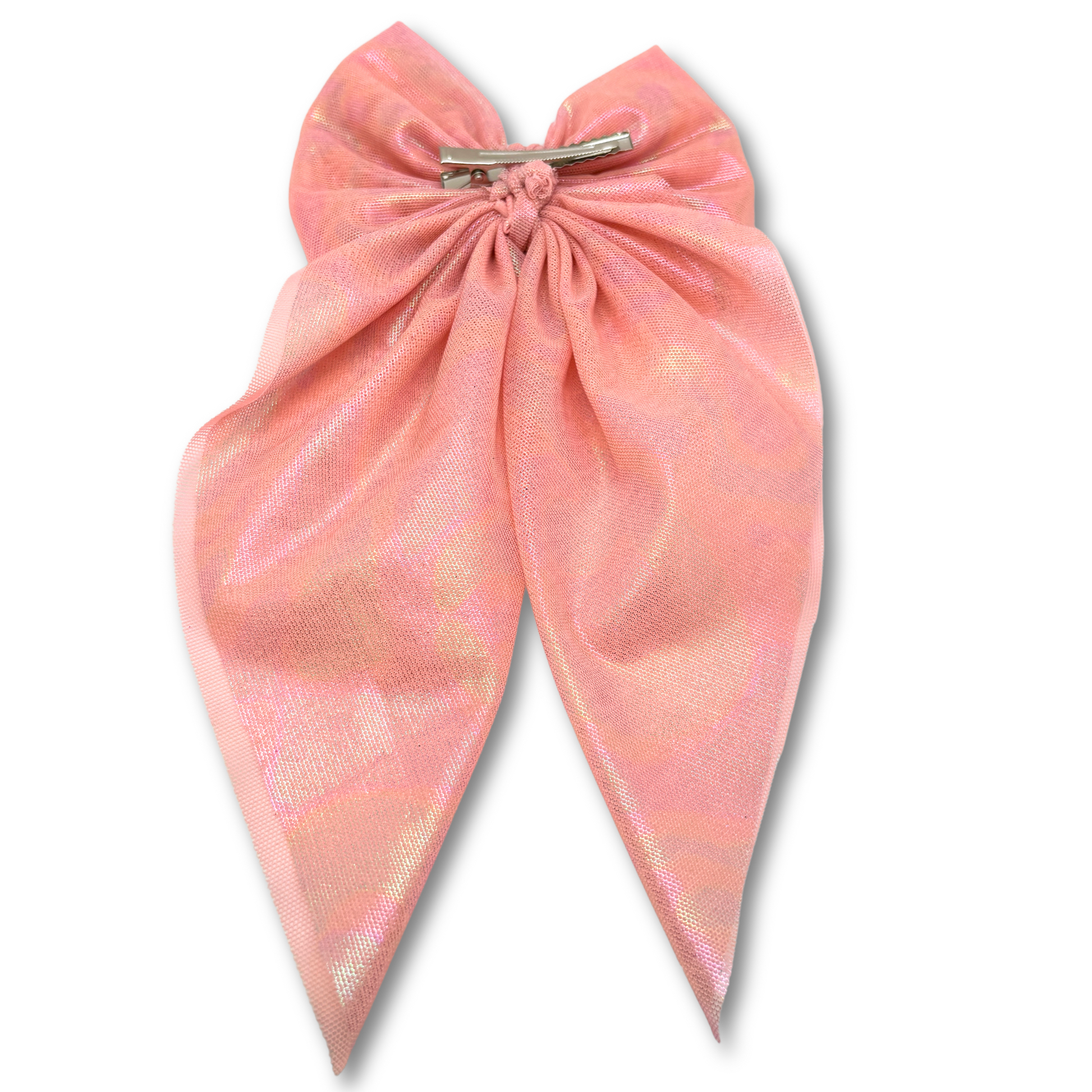 Iridescent Pink Long Tail Bow Enchanted Scrunch