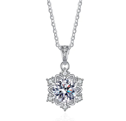 S925 Sterling Silver Snowflake Pendant Necklace