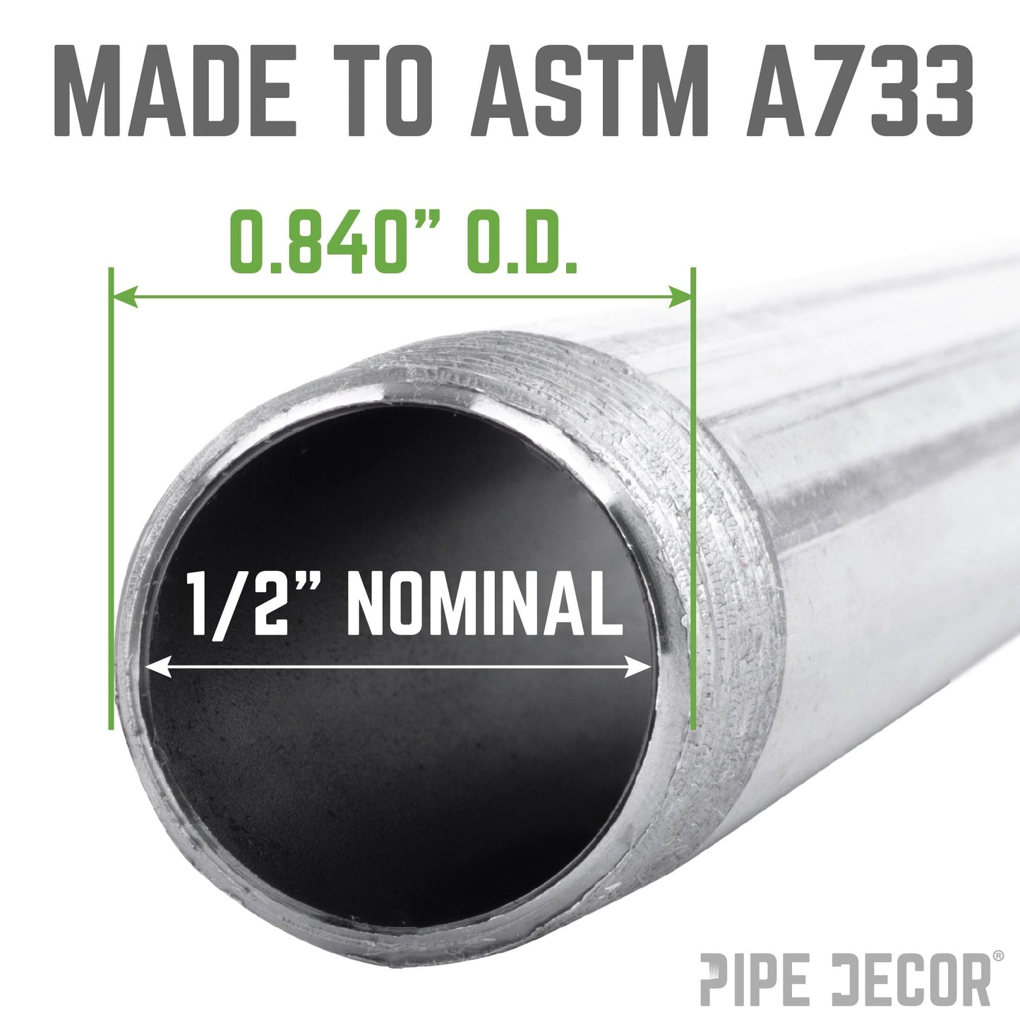 1/2 in. x Close Galvanized Steel Nipple PIPE DECOR
