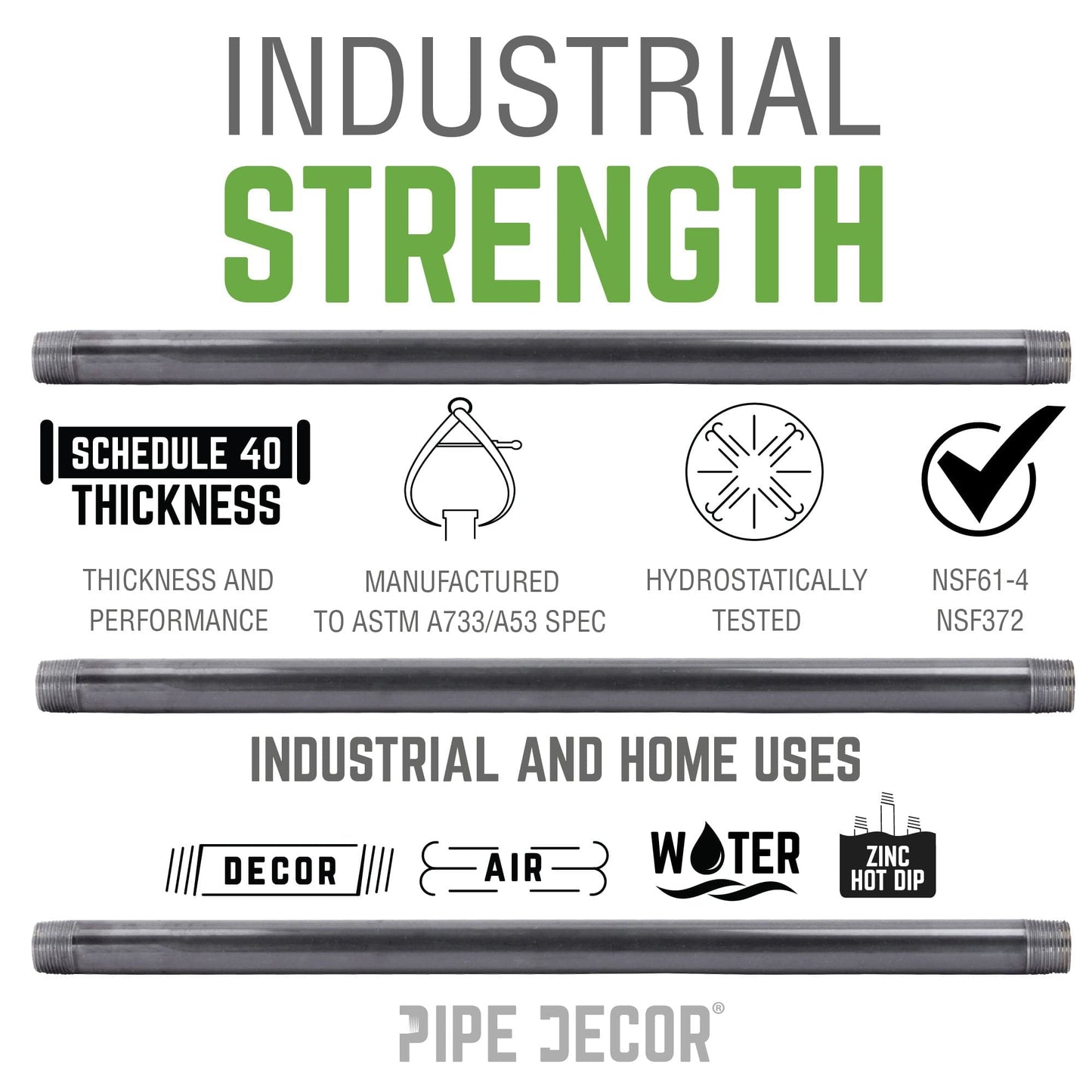 2 in. x 3 in. Galvanized Pipe PIPE DECOR
