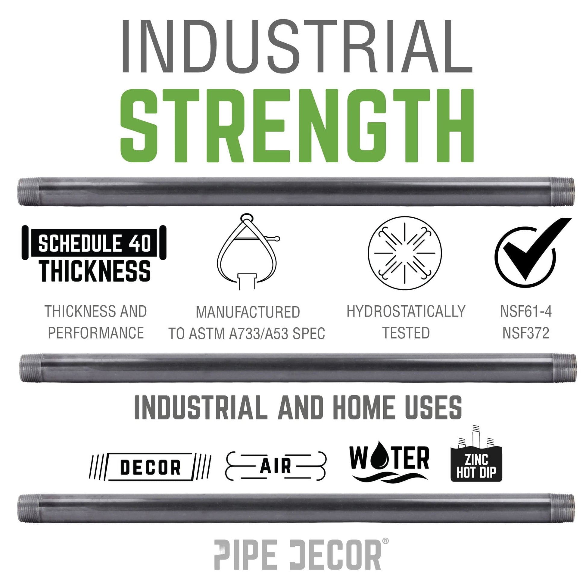 2 in. x 9 in. Galvanized Pipe PIPE DECOR