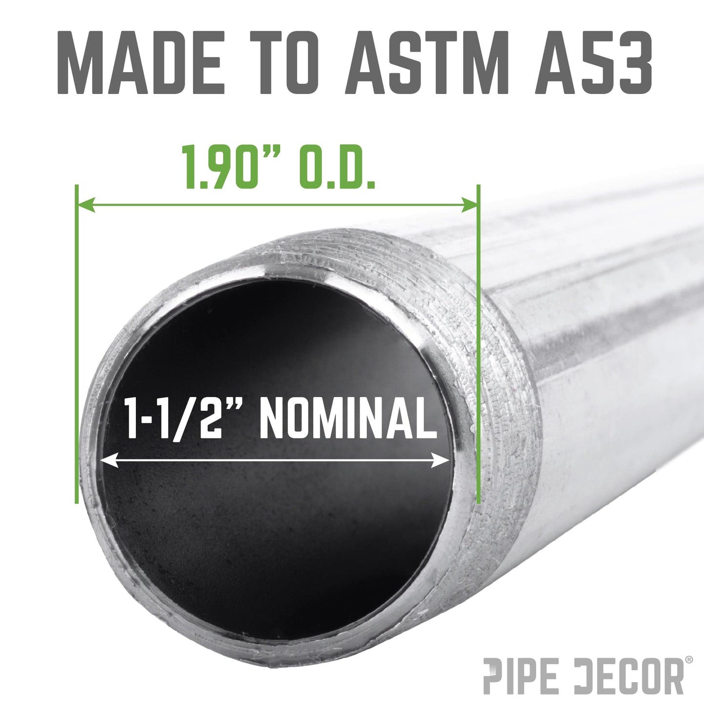 1 1/2 in. x 48 in. Galvanized Pipe PIPE DECOR