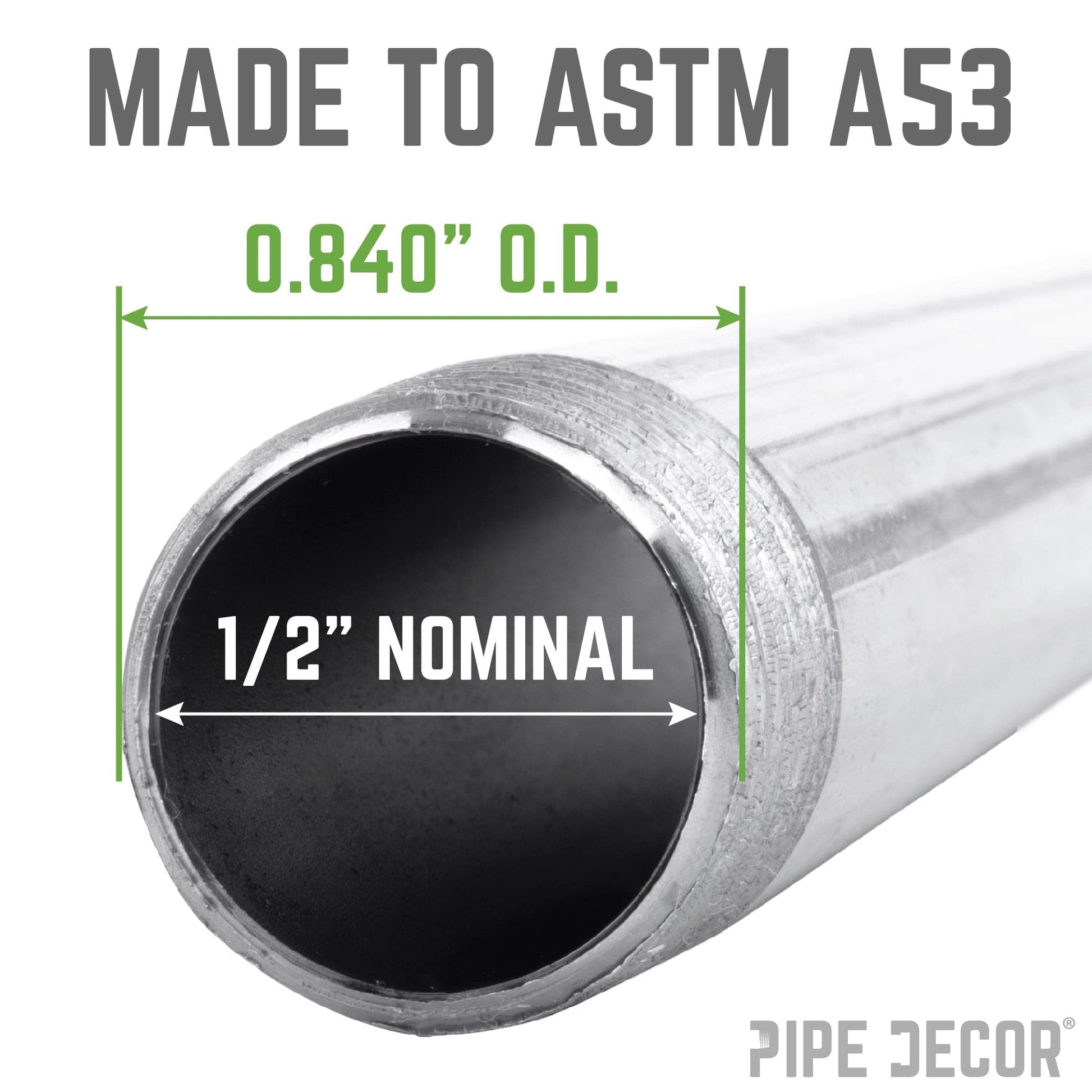 1/2 in. x 14 in. Galvanized Steel Pipe PIPE DECOR