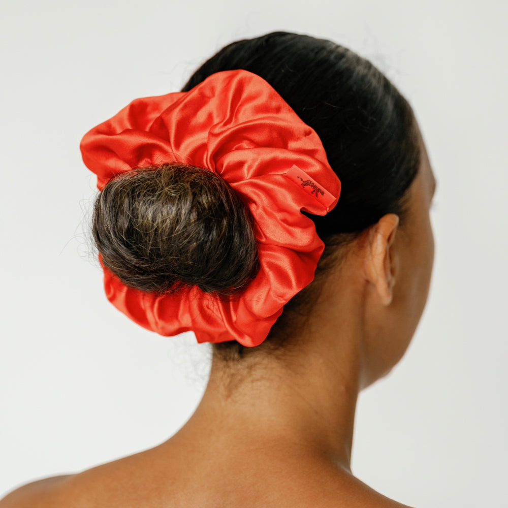 Organic Silk Oversized Scrunchie Tomato Red LINA LENNOX