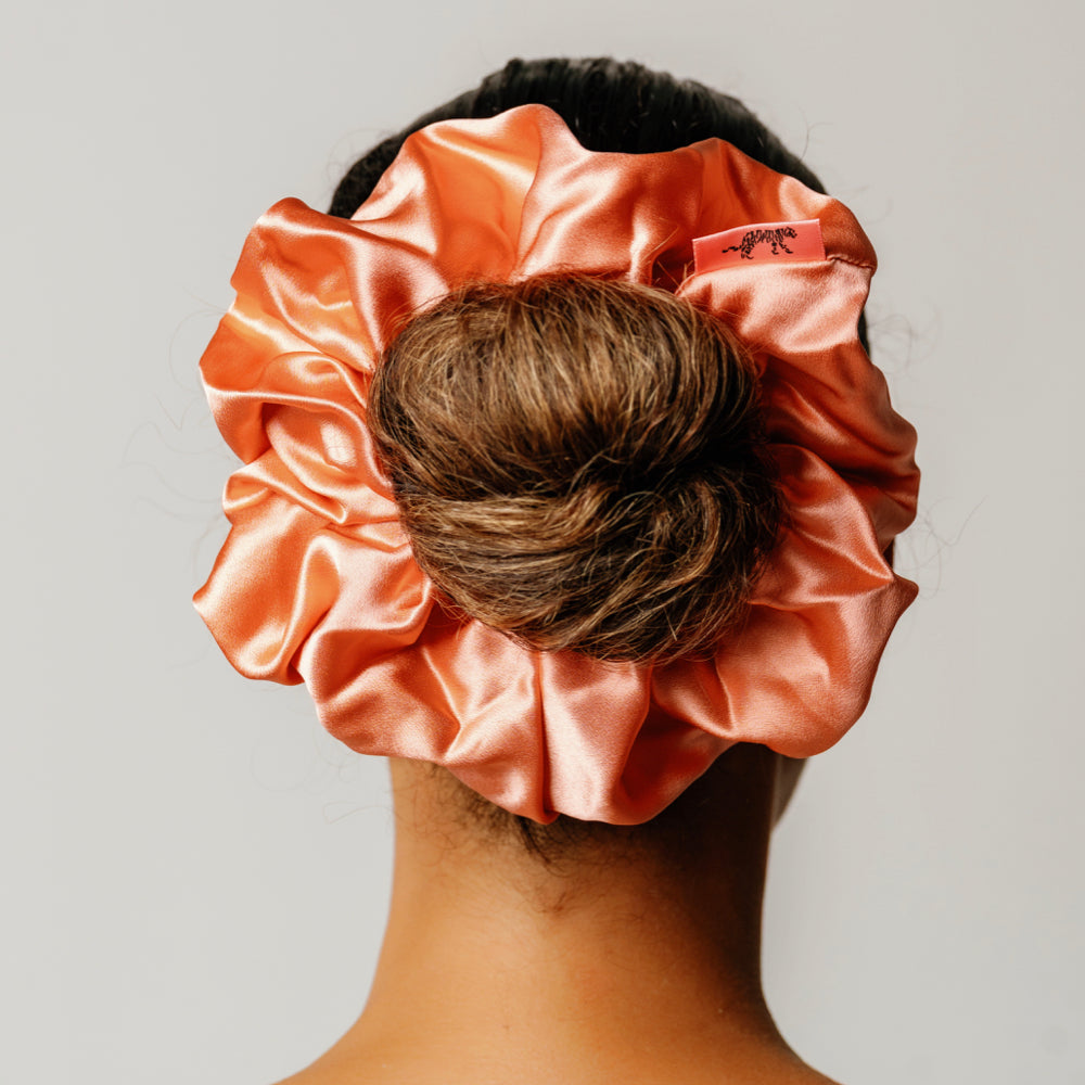 Organic Silk Oversized Scrunchie Peachy Coral LINA LENNOX