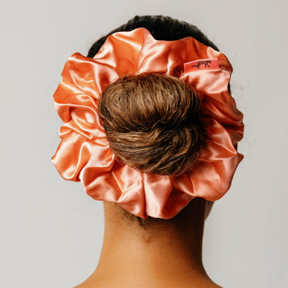 Organic Silk Oversized Scrunchie Peachy Coral LINA LENNOX