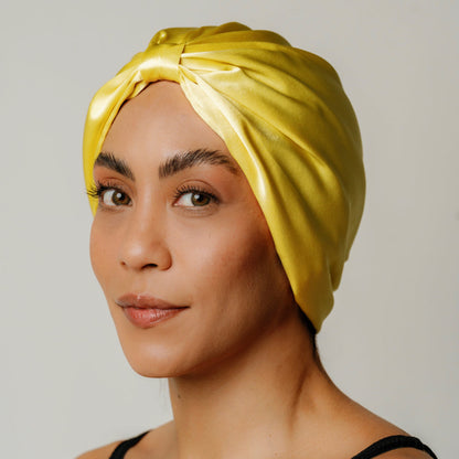 Organic Silk Hair Bonnet Sunshine Yellow LINA LENNOX