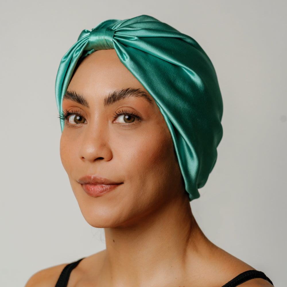 Organic Silk Hair Bonnet Jade Green LINA LENNOX