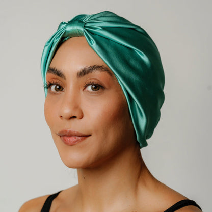 Organic Silk Hair Bonnet Jade Green LINA LENNOX