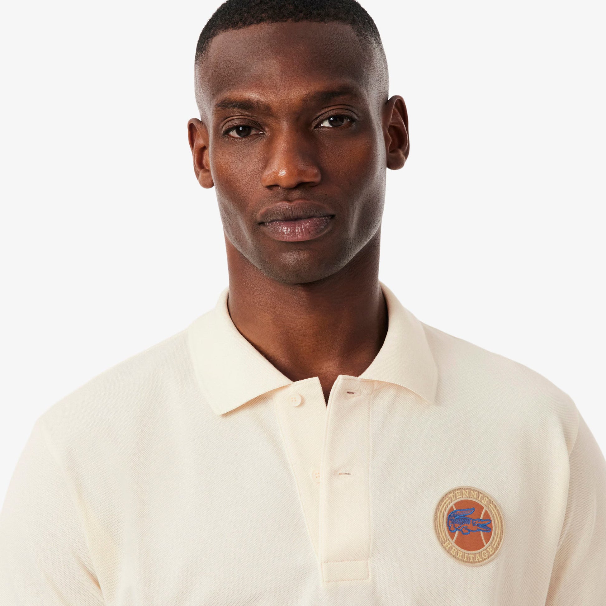 Lacoste Mens Classic Fit Petit Pique Badge Polo - Cream Denim Exchange