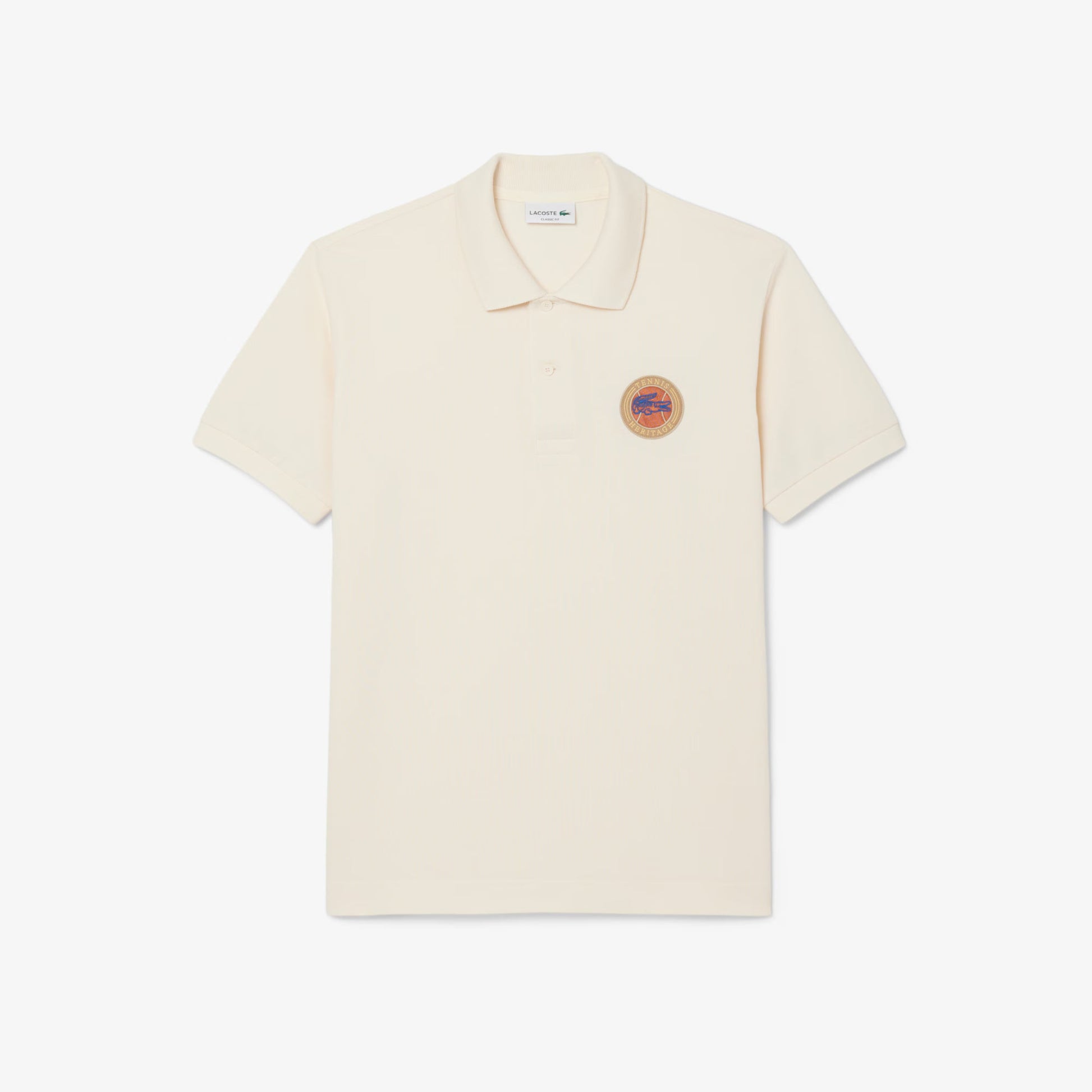 Lacoste Mens Classic Fit Petit Pique Badge Polo - Cream Denim Exchange