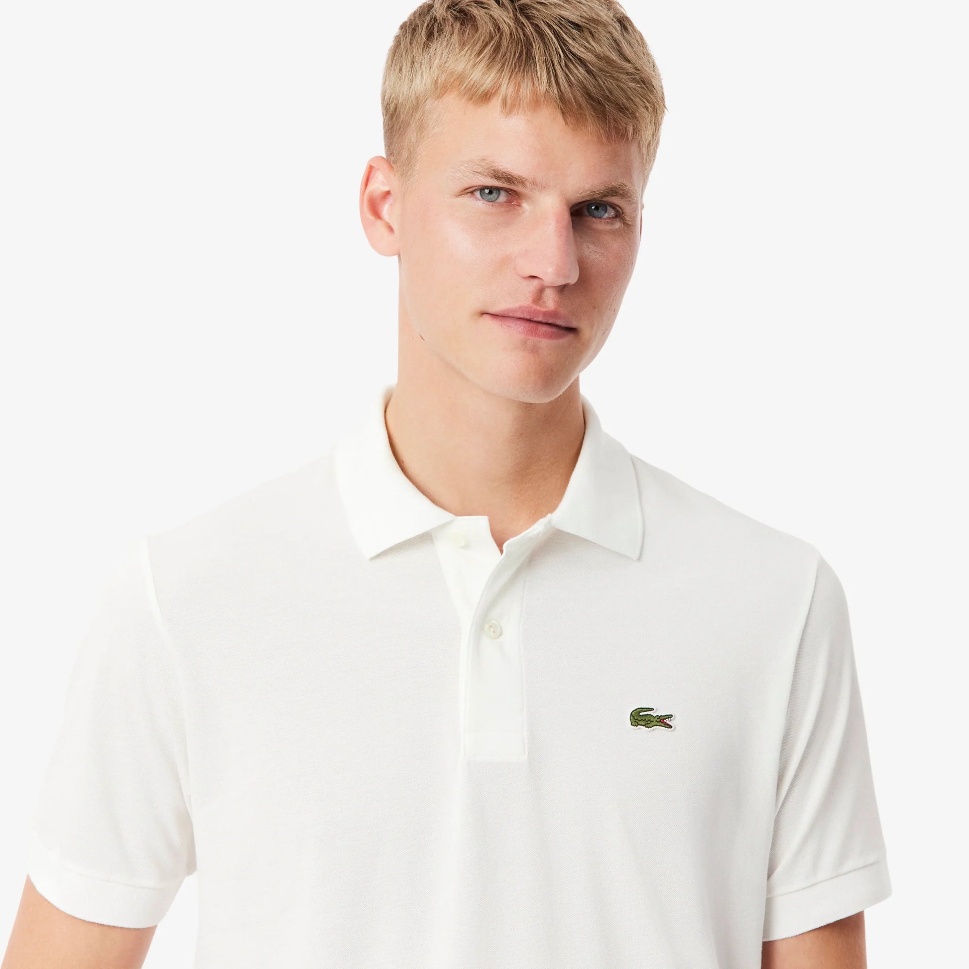 Lacoste Mens Light Pique Polo - White Denim Exchange