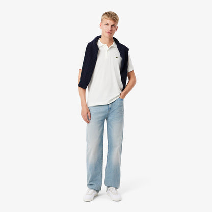 Lacoste Mens Light Pique Polo - White Denim Exchange