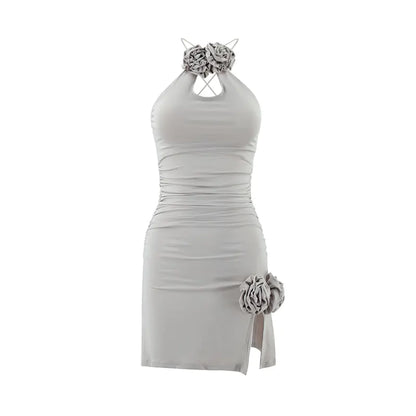 Hollow Sheath Dress with Halter Neck for Women
