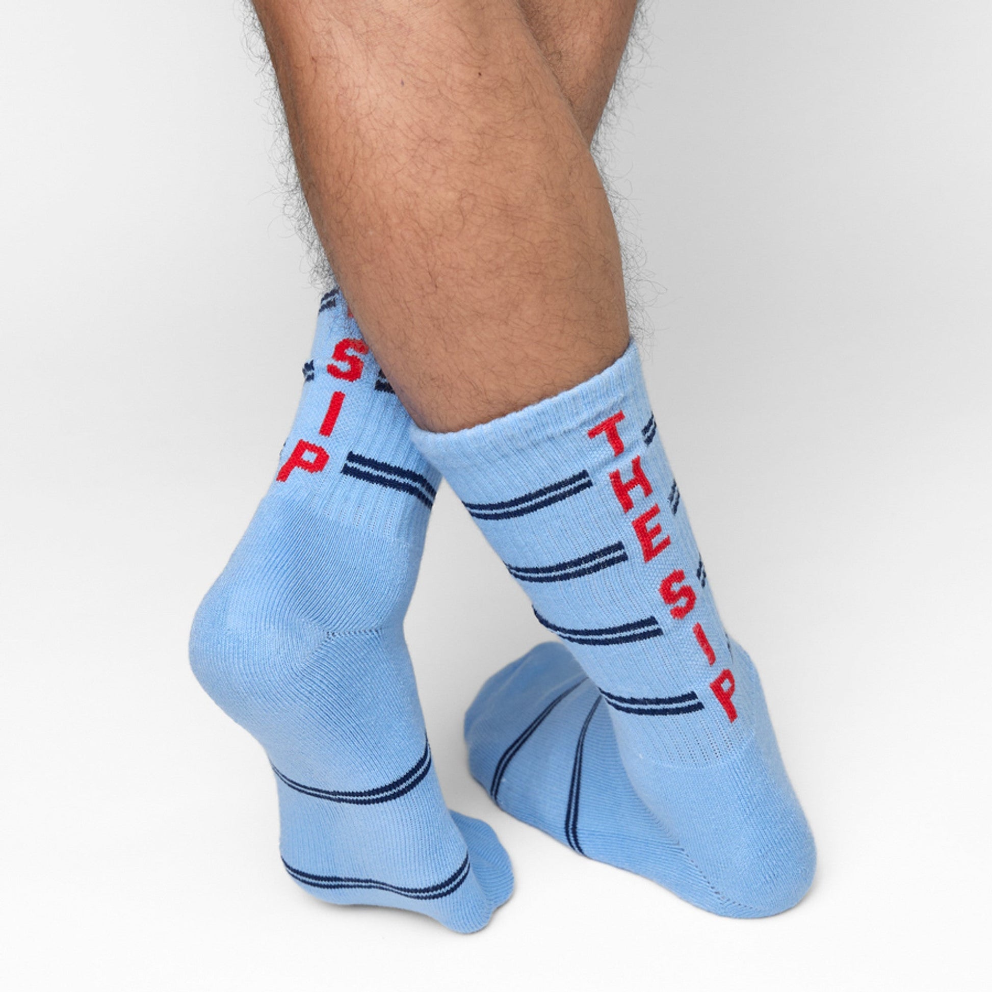 Powder Stripe The Sip Casual Crew Socks DeadSoxy