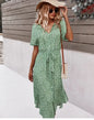 Women's Floral Summer Midi Dress with V Neck