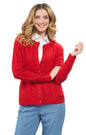 Women's Classic Button Front Cable Knit Cardigan in Soft Acryllic